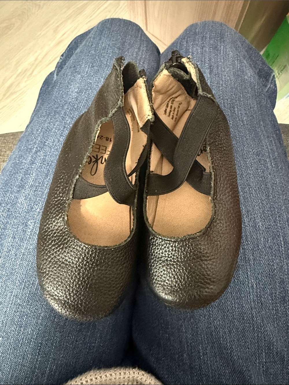 Monkey Feet Girls Brown Mary Jane Flats with Elastic Cross Strap